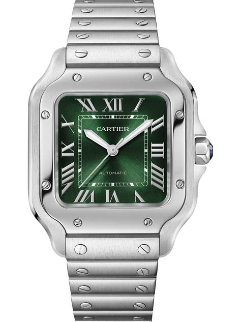 cartier santos green face|cartier santos watch blue dial.